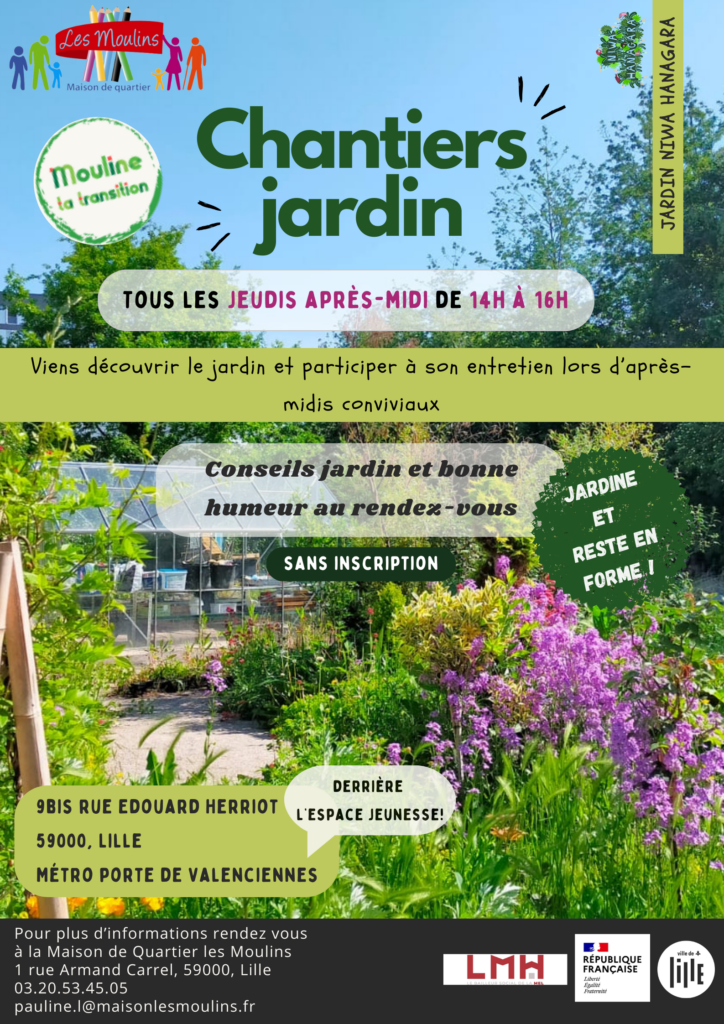 Retrouvez les chantiers jardins tous les jeudis après-midi de 14h00 à 16h00