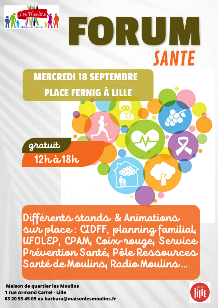 Forum santé gratuit le mercredi 18 septembre de 14h00 à 18h00