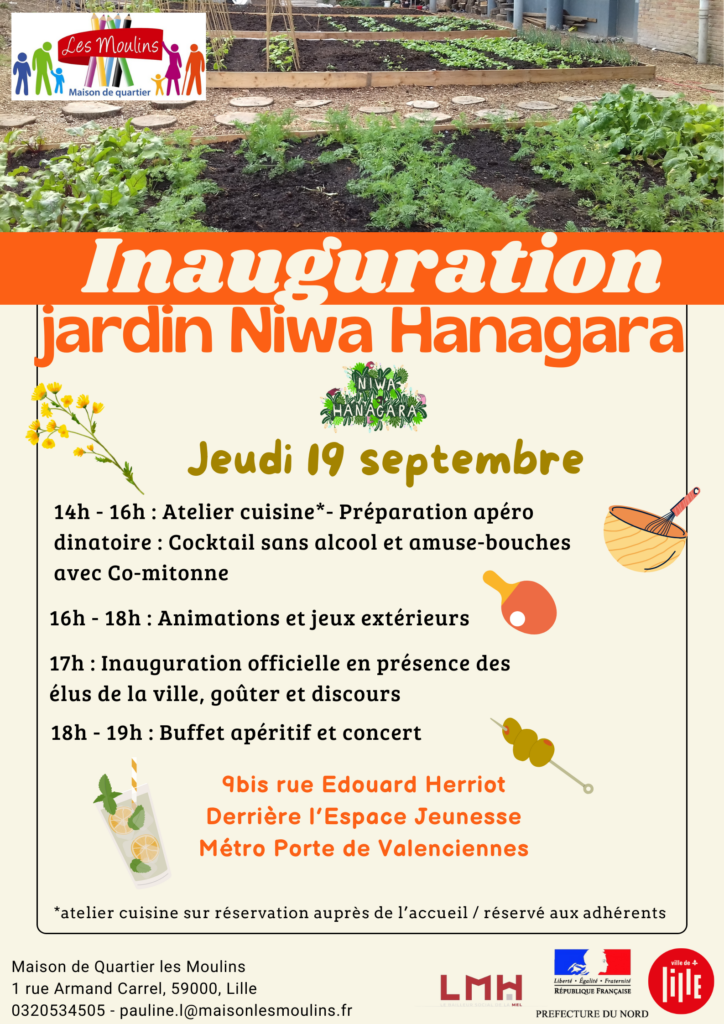 La maison de quartier les moulins vous convie à l'inauguration du jardin Niwa Hanagara le jeudi 19 septembre à 17h00